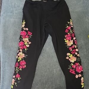 Floral Black Leggings